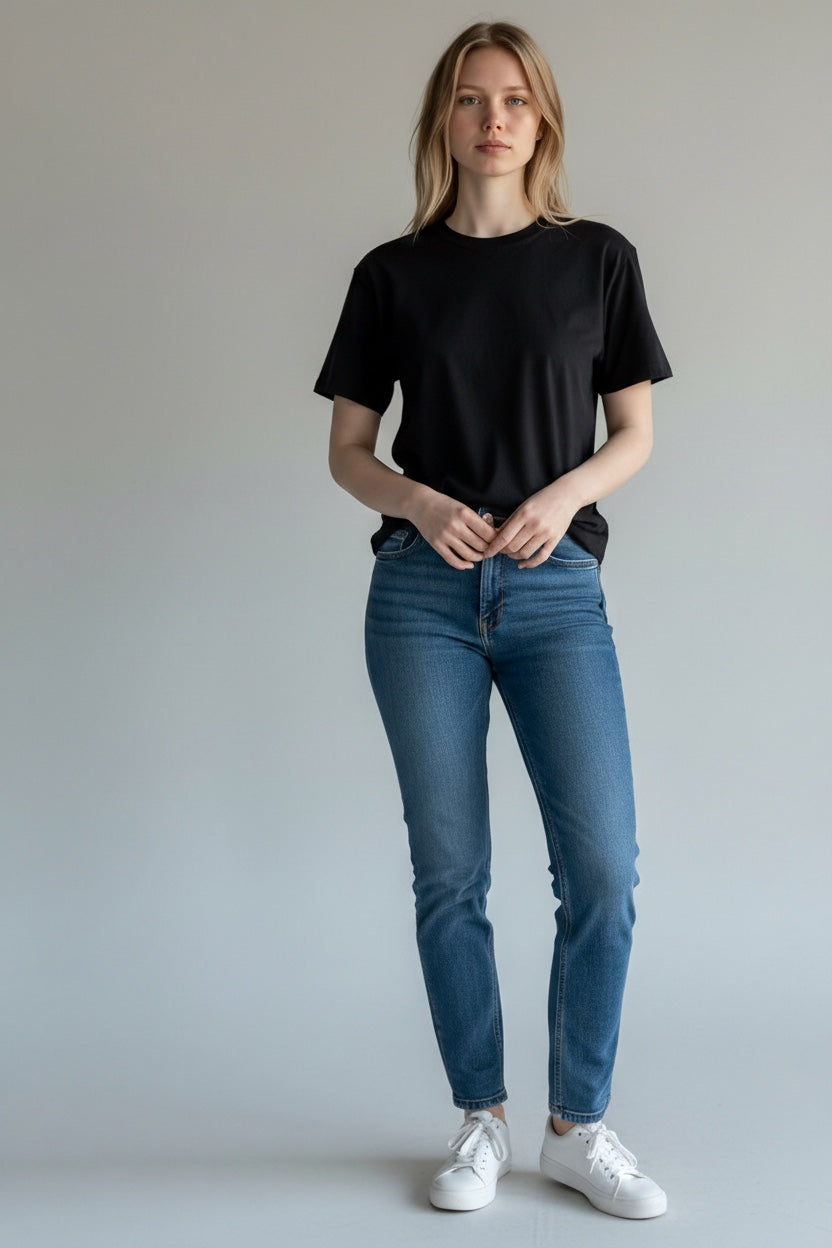 【Esther Wang】2026 EW 信心語錄 3D 立體浮雕厚磅寬版落肩 T 恤_黑_男女同款