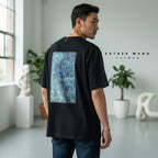 【Esther Wang】 EW 圓領精品刺繡印刷厚磅純精梳棉 T恤_黑色_男女同款